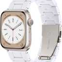 Lerobo Resin Band Compatible with Apple Watch Series 11/10/9/8/7 38mm 40mm 41mm 42mm 44mm 45mm 46mm 49mm,Fashion Lightweight Strap for iWatch Series 6/5/4/SE/Ultra 3 2 1 Wristband Replacement for Women Men (White)