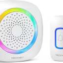 TECKNET Wireless Doorbell, Battery Powered Doorbell with RGB Light, IP66 Waterproof Portable Cordless Door Chime Kit, 1300 Feet Wireless Range, 60 Chimes & 5 Level Volume with 4.5 Year Battery Life