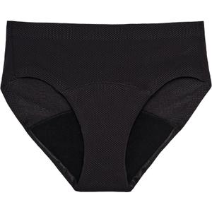 THINX Period Underwear, Breathable Hip Huggers, Holds Up to 12 Regular Tampons*, Period Panties, All-Day Absorbency Menstrual Underwear for Women, Reusable, 1 Pack, S Black (4-5 Short)