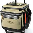 Titan Deep Freeze 60 (50+10) Can Wheeled Cooler - Collapsible Rolling Cooler with Wheels and All-Terrain Cart (Moss)