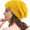 REDESS Slouchy Beanie Hat for Men and Women Winter Warm Chunky Soft Oversized Cable Knit Cap (Yellow)