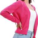 Urban CoCo Women's Long Sleeve V-Neck Open Front Shrugs Soft Knit Sweater Cardigan (Pink, M)