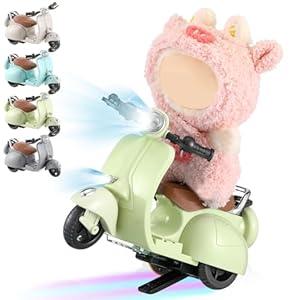 Simgoing 1 Pcs Doll Scooter Doll Vehicles Mini Electric Scooter with Music & Lights Could Rotate 360 Dolls Accessories Cute Scooters Ornaments Battery Not Included (Green)