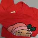 Christmas  Outfit Santa Embroidery Long Sleeve Sweatshirt Xmas Outfit (18-24 Months, Red Baby)