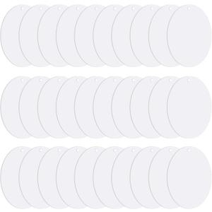 PATIKIL Acrylic Circle Blanks 3 Inch, 30 Pack Round Clear Disc Ornaments with Hole for DIY Keychain Project Crafting, White