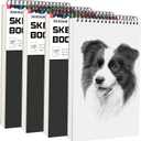 Soucolor Artist 9x12 Sketch Book Set, 4 Pack 100-Sheet Spiral Drawing Pads (68lb/100gsm) | Acid-Free Drawing Paper for Adults Art Supplies, Charcoal, Graphite, Pastel Pencils & Sticks (Black)