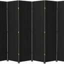 Red Lantern 7 ft. Tall Woven Fiber Black-6 Panel Room Divider