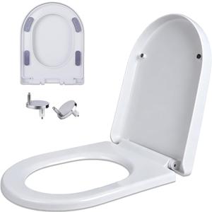 elongated U Toilet Seat Soft Close Quick Release White PP Seat