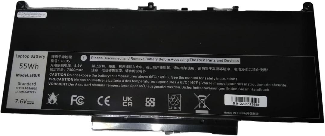 7.6V 55Wh MC34Y J60J5 242WD 1W2Y2 GG4FM WYWJ2 Replacement Laptop Battery Compatible with Dell Latitude E7270 E7470 P26S001 P61G001 R1V85 451-BBSX 451-BBSY 451-BBSU
