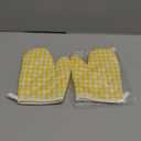 2Pcs Oven Mitts for Play Kitchen, Anti- Scald Gloves Microwave Oven Gloves Kitchen Mitts for Safe Baking Cooking (Yellow Checkered)