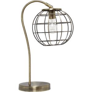 Elegant Designs LT1214-ABS 20" Arched Industrial Glow Caged Shade Table Lamp, for Living Room, Bedroom, Office, Antique Brass