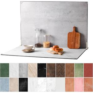 Food Photography Backdrops, 23x35inch 10Pcs Double-Sided Product Background Paper (20 Patterns), Photo Backdrop Board with T-Stand & Clamps for Jewelry, Cosmetics