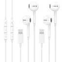2 Pack Wired Headphones for iPhone Earbuds with Built-in Microphone & Volume Control HiFi Stereo Nosie Reduction Earphones for iPhone 14 13 12 11 Pro Max XS XR X 8 7 6, Support All iOS