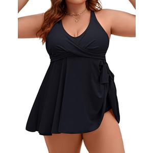 Edelqual Womens Plus Size Tankini Swimsuit Two Piece Tummy Control Bathing Suits Swim Dress Swimwear with Shorts
 3XL