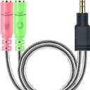 MillSO Headphone Mic Splitter, 3.5mm Headset Adapter (Microphone + Audio) 2 TRS Female to TRRS Male CTIA Stereo Jack Y Cable Compatible for Dual-Plug Gaming Headset to Xbox, PS4, Phone, Laptop, PC (1 Pack / 0.6 Feet, Black)