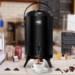 Insulated Beverage Dispenser 2 Gallon, Hot Drink Dispenser with 304 Stainless Steel Interior, Hot Water Dispenser for Parties, Hot Water Urn with Stand for Coffee Chocolate Tea, 1 Pack, Black