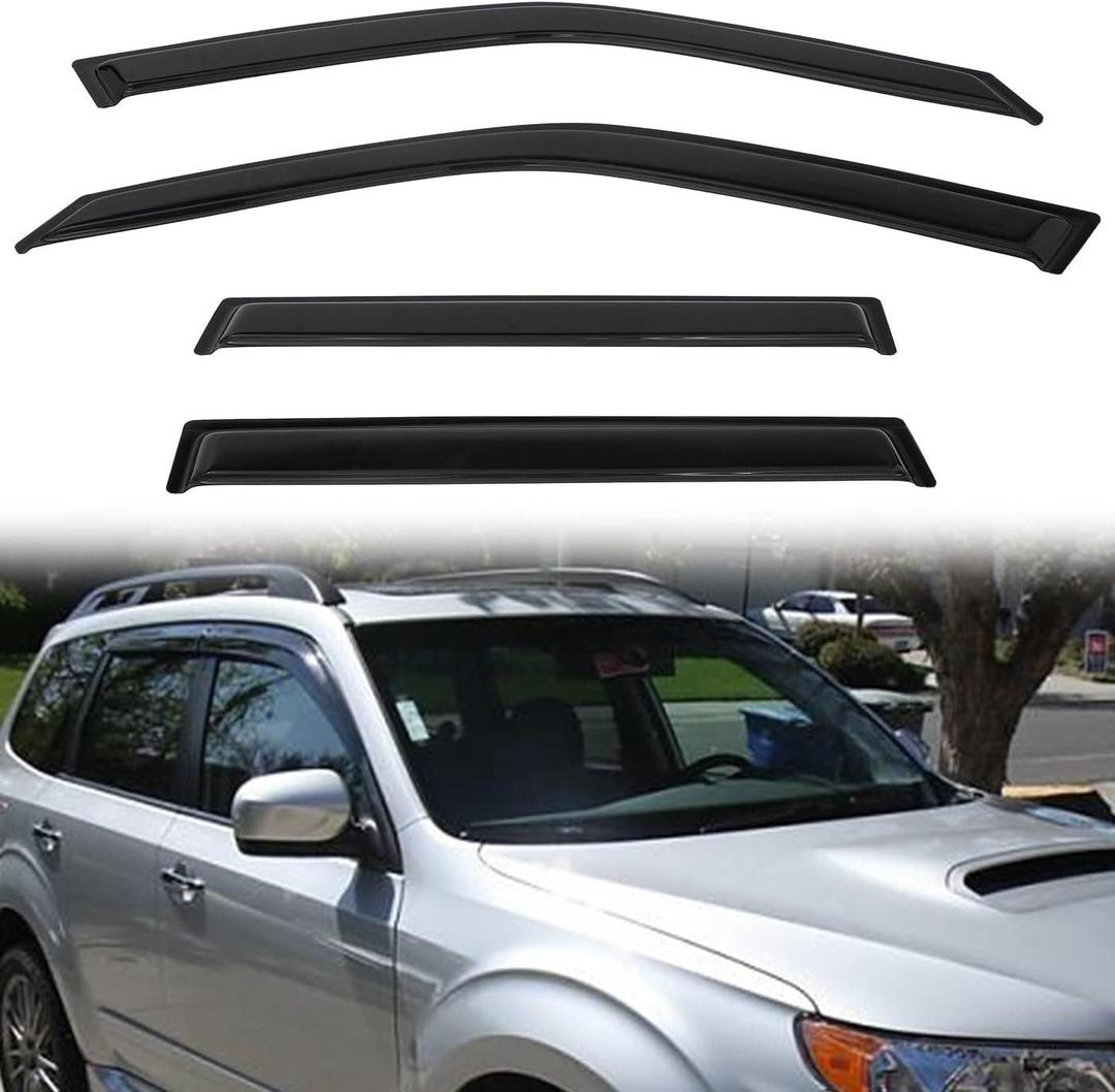 Rain Guards Compatible with 2009-2013 Forester Tape-On Side Window Visor Wind Deflector Vent Visors Car Accessories 4pcs