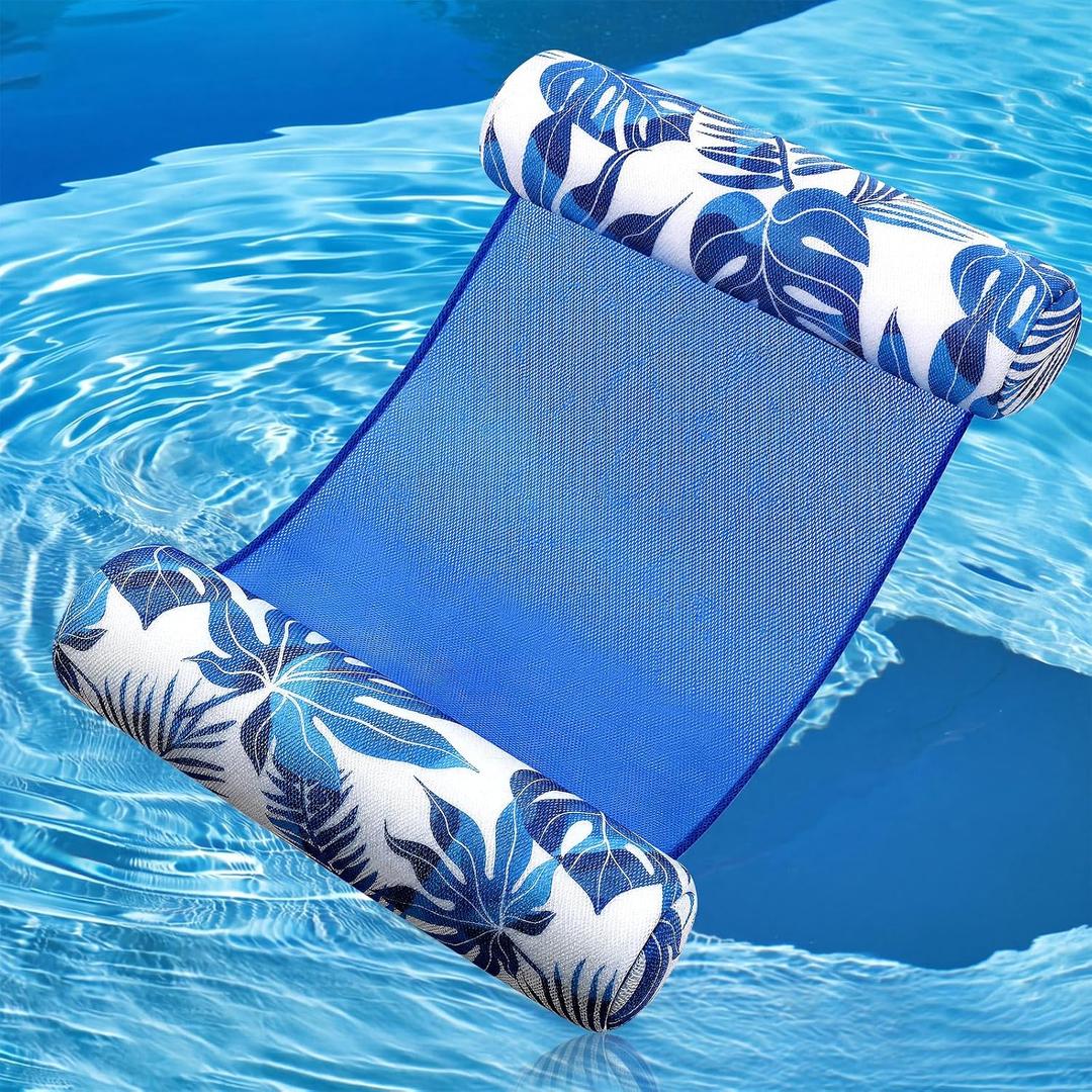 Lunmon Pool Floats Foam Hammock for Adults Large Non Inflatable Swim Noodles Bag Water Floating Bag Lounge Chairs PVC Bean Quick-Drying Mesh Fabric Fun Accessories Summer Beach Party