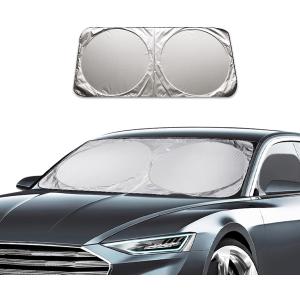 Ziciner Car Windshield Sun Shade with Storage Pouch, Auto Sun Shield Blocks UV Rays Protector Cover, Foldable Front Window Sunshade Visor Protection Fits for Most Cars SUVs (Large 6333.8in)