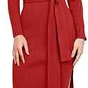 ANRABESS Womens Long Sleeve Sweater Dress Crew Neck Slim Fit Slit Tie Waist 2025 Ribbed Knit Bodycon Midi Dress Fall Outfits, No Siz