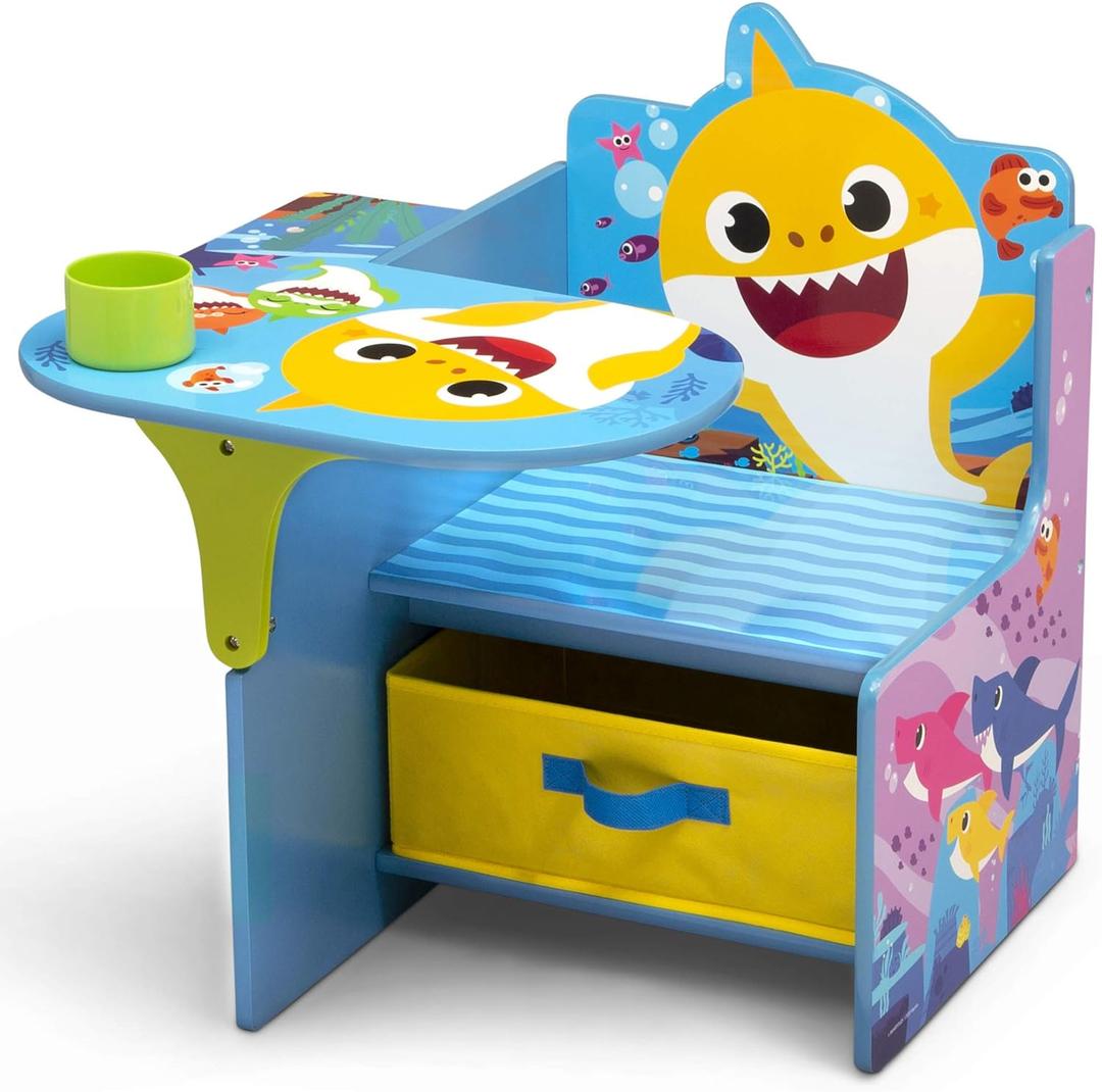 Baby Shark Chair Desk with Storage Bin - Ideal for Arts & Crafts, Snack Time, Homeschooling, Homework & More by Delta Children, 1 Count