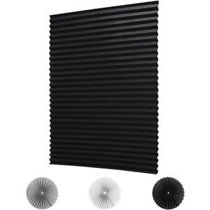 LUCKUP 2 Pack Cordless Light Filtering Pleated Fabric Shade,Easy to Cut and Install, with 4 Clips (36"x72"- 2 Pack, Black)