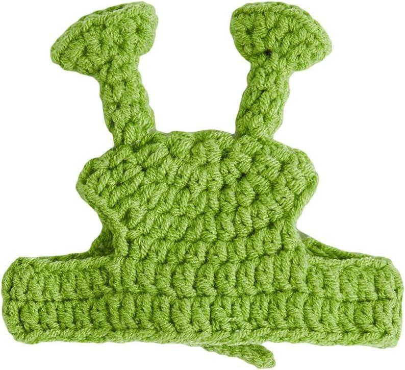 QWINEE Cartoon Alien Design Knit Cute Dog Hat Soft Cat Hat Rabbit Hat Halloween Christmas Party Costume Head Wear Accessories for Puppy Cat Kitten Small Dogs Small Animals Green,  S