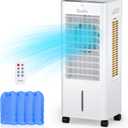 Grelife Portable Evaporative Air Cooler, 3-IN-1 Air Cooler with Fan & Humidifier, 1.58Gal Water Tank for Bedroom Room Office Garage
