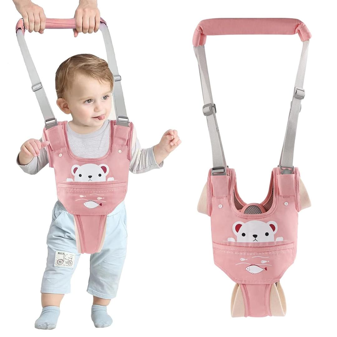 Baby Walking Harness Handheld Baby Walker Assistant Belt Adjustable Toddler Infant Walker Harnesses Standing Up and Walking Learning Helper with Detachable Crotch for 9-24 Month (Pink)
