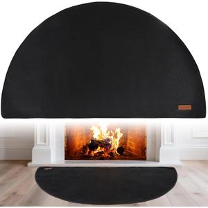 Fireplace Rugs Fire Resistant - 28 X 48 X 0.04 Inch Round Fire-Proof Hearth Blanket Mat Carpet Protector for in Front of Fireplace for Stove, Decks, Indoor, Outdoor, Fire Pit, Grill & Floor