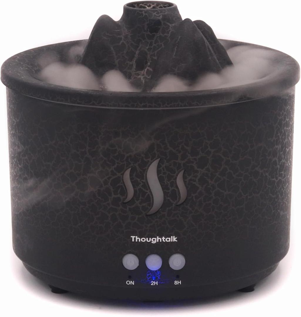 3in1 260ml Night Light, Essential Oil Diffuser for Bedroom, Office, Gym, Hotel Collection Diffuser, 3 Light Modes, 2/8H, Atomization Flame & Black Volcano Modes Oil Diffuser for Home