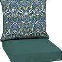 Arden Outdoor Deep Seat Cushion Set, 24 in x 24 in, Weather-Proof, Rain-Proof, Fade Resistant Patio Cushion for Chair, Sofa, and Couch Sapphire Aurora Blue Damask