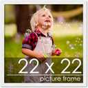 22x22 Frame White Solid Pine Wood Picture Frame | Includes UV Acrylic, Foam Board Backing & Hanging Hardware