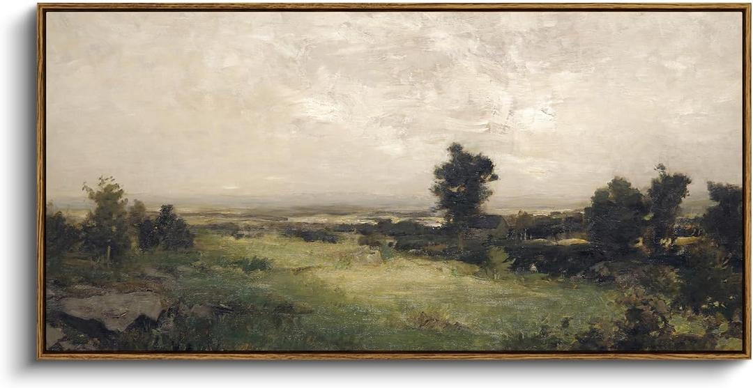 InSimSea Extra Large Framed Vintage Wall Art, Living Room Country Farmhouse Decor, Wilderness Landscape Paintings, Canvas Prints, Retro Scenery Long Picture for Bedroom Above of Bed,20x40inch