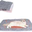 SUPRIY 2-Pack (Pink + Gray) Self-Warming Cat Mat Self-Heating Dog Mat Warm Pet Pad Reflective Heating Pet Bed Waterproof and Washable Suitable for Dog Cat Bed Cage Mats Blanket (Small15.5x19.5IN)