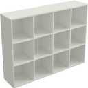 OSCHF 12-Cube Storage Shelf Bookcase - Wooden 3-Tier Floor Standing Open Bookshelf for Home and Office, Display Cabinet, Warm White
