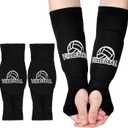 Volleyball Arm Sleeves, Passing Hitting Volleyball Passing Forearm Sleeves Protective Wrist Pads & Thumb Holes Volleyball Arm Guards Protection Gloves for Women Men Teen Youth(Black)