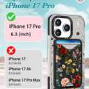Toycamp for iPhone 17 Pro Max Case - Compatible with Magsafe Credit Card Holder Wallet Magnetic Cute Women Teen Girls Kawaii Girly Unique Flower Floral Design Phone Cover for Apple 17 Promax