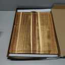 Double Side Acacia Wood Serving Tray, Serving Platters and Trays, Charcuterie Boards Wooden Tray with Vintage Metal Handles, Wooden Cutting Boards for Kitchen, Trays for Serving Food Serving Platter