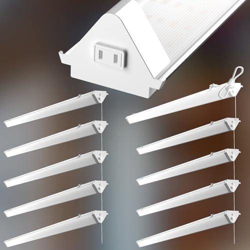 Lightdot 10Pack 4FT LED Shop Light, 50W 7500LM 100-277V 5000K, Heavy-Duty Utility Lights with Pull Chain, Hanging&FlushMount LED Integrated Fixture for Workshop-White - Amazon.com