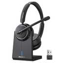 Waxop Wireless Headset with Mic for Work, Bluetooth Headset with Microphone Noise Cancelling & Mute Button, 65H Talk Time, Comfortable Wireless Headsets for Work/Call Center/Computer/Laptop/Calls