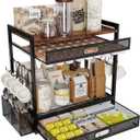 Coffee Bar Organizer Station with CoffeePod Drawer Mug Cup Holder and Tea Condiment Storage for Countertop Organizer CoffeeBar Accessories for Kitchen,Home,Office 9.9"D x 16.6"W x 16.5"H