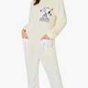 Peanuts Snoopy One Piece Pajamas for Women, Teens, Fleece Jumpsuit, Sleepwear, Loungewear, Cozy PJs, Gifts for Women, XL