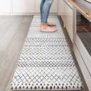 KIMODE Kitchen Runner Rug,17.3" x 59" Anti Fatigue Kitchen Mats for Floor Cushioned, Non-Slip Waterproof Comfort Thick Kitchen Floor Standing Mat for Front Sink, Laundry Room, Black and White