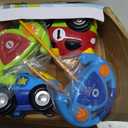 PREXTEX 2 Pack Cartoon Remote Control Cars for Toddlers - Police Car and Race Car with Steering Wheel Controllers and Lights - Different Frequencies Racing Together - Easter Toddler Gift 18+ Months