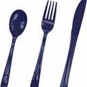 HEIPINIUYE 75 Pack Navy Blue Plastic Cutlery Heavy Duty Blue Plastic Knives Forks and Spoons Disposable Silverware Set for 25 Guest Camping Birthday Baby Shower Party Cutlery Set