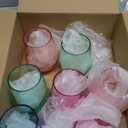 European Style Plastic Crystal Unbreakable Stemless Wine Glasses | Set of Only 7 Acrylic Glasses Tritan Bright Color Shatterproof BPA-free, Outdoor, Pool, Indoor, Hand Wash 15oz Gift, Everyday & Holiday