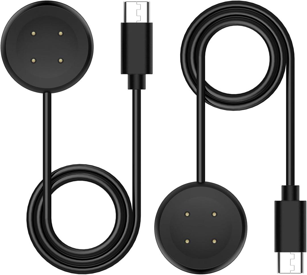 [2-Pack] Charger Compatible for Google Pixel Watch 2/Pixel Watch 3/Fitbit Ace LTE Replacement Charging Cable. (3.3Ft/100cm) [Not for Pixel Watch 1] (Black, Type-C)