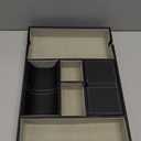 Juvale Nightstand Organizer Tray - 14 x 10 x 1.5 in, Black Faux Leather - Valet Tray for Men with 6 Compartments for Watch, Jewelry & Keys