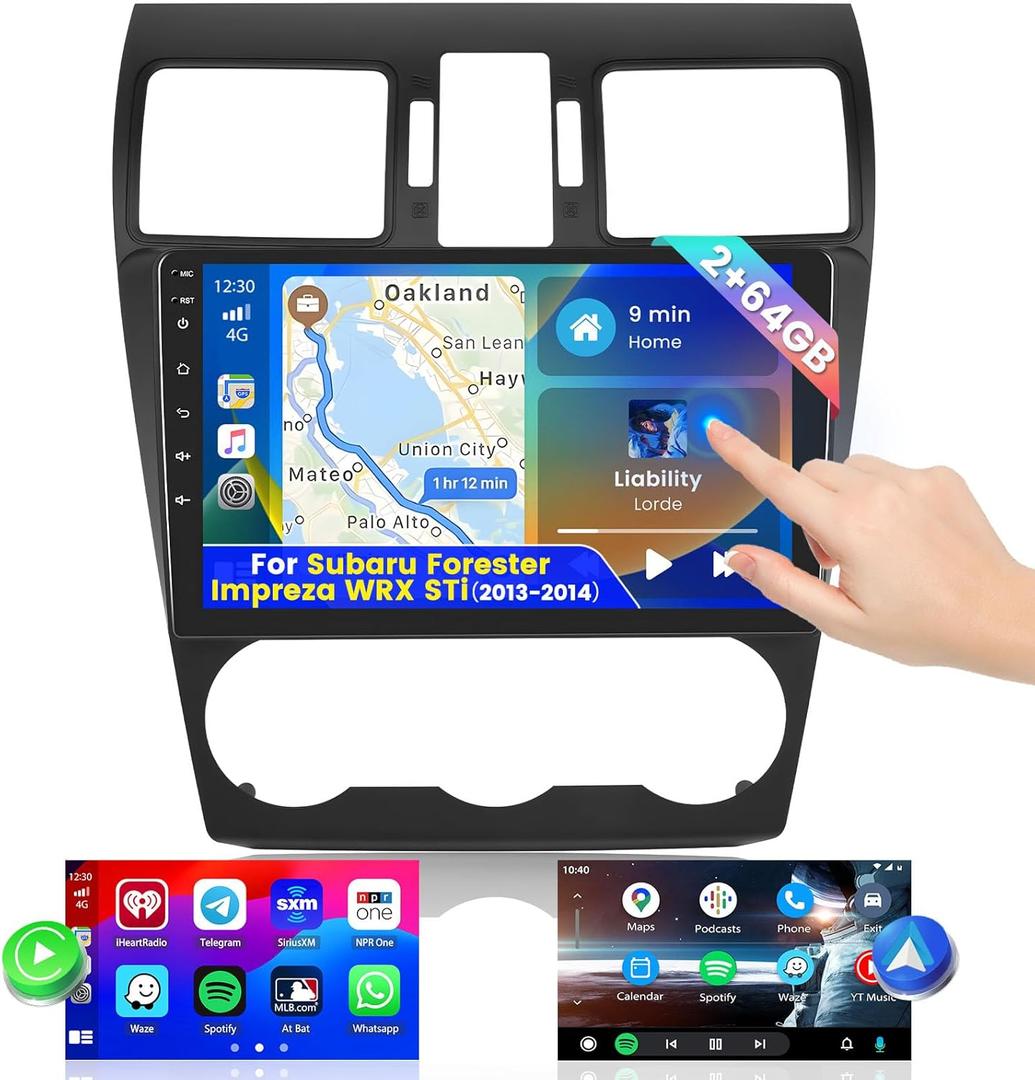 Roinvou [2G+64G] for Subaru Forester Impreza WRX STi 2013-2014 Car Radio with Wireless Carplay/Android Auto, 9 Inch Android 13 IPS Touch Screen Car Stereo, Bluetooth, GPS, WiFi, SWC, HiFi